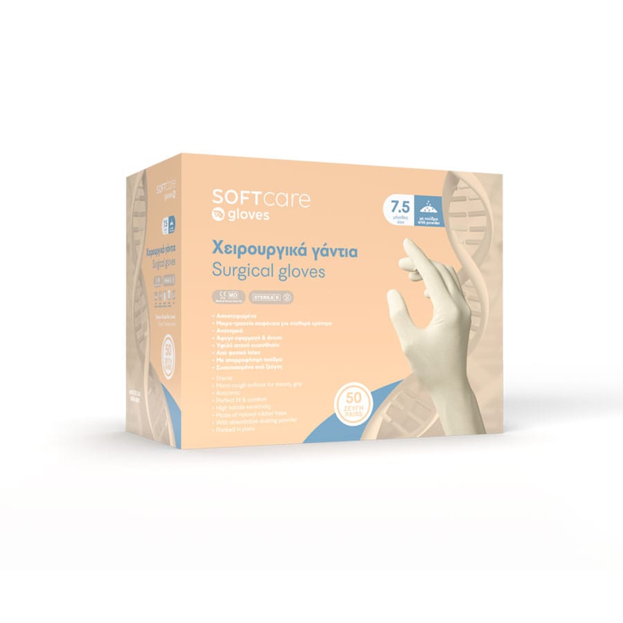 31000079_1-1.jpg Χειρουργικά γάντια λάτεξ Soft Care με πούδρα Νο 7.0 - Image 1