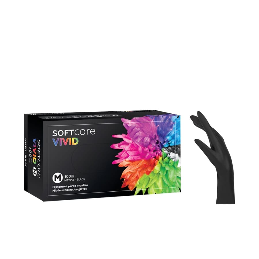 31000113_1.jpg Γάντια νιτριλίου Soft Care Vivid Μαύρο Large (100 τεμ) - Image 1