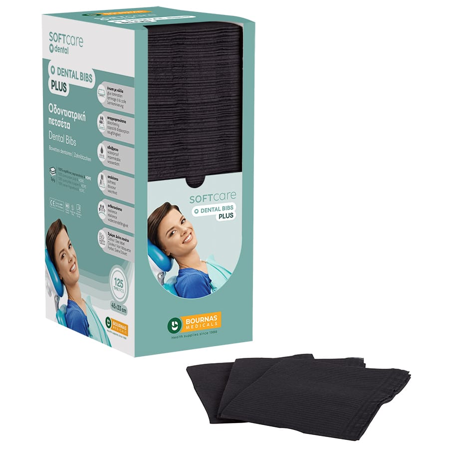90000010_1.jpg Oδοντ. πετσέτα Soft Care Plus 3ply με dispenser μαύρη (4 x 125 τεμ) - Image 1